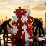 Team Building Business Strategy with Puzzle Pieces