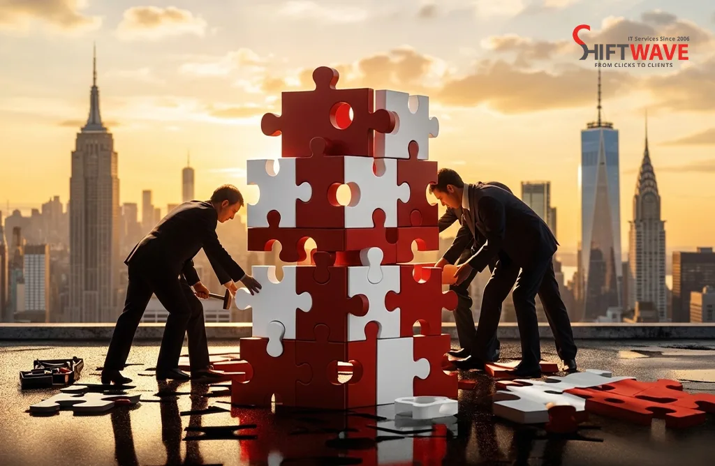 Team Building Business Strategy with Puzzle Pieces