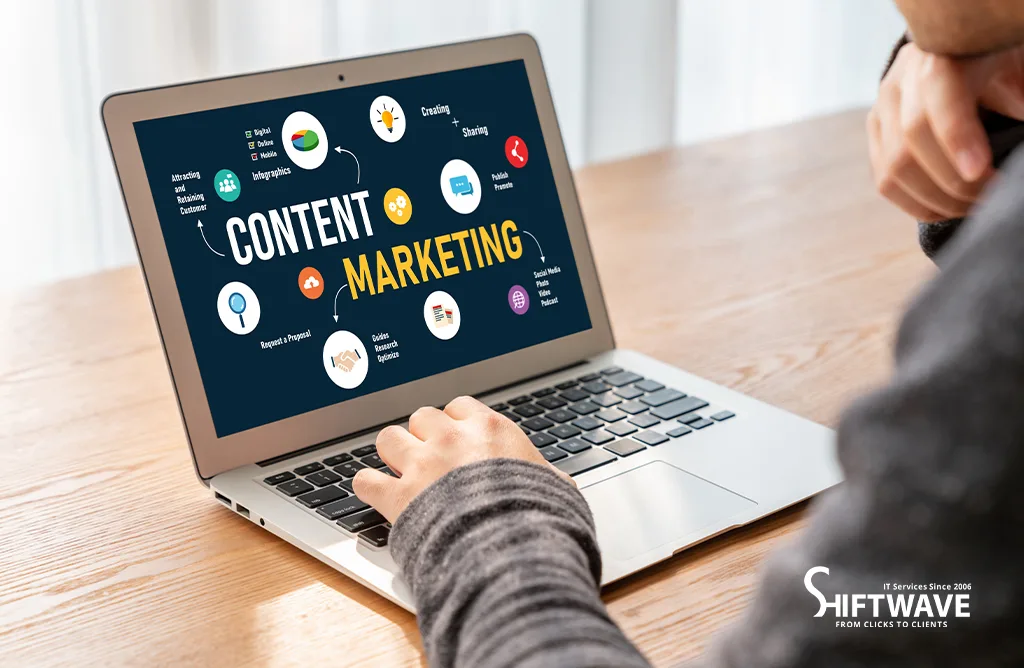 Laptop Displaying Content Marketing Strategy Analytics