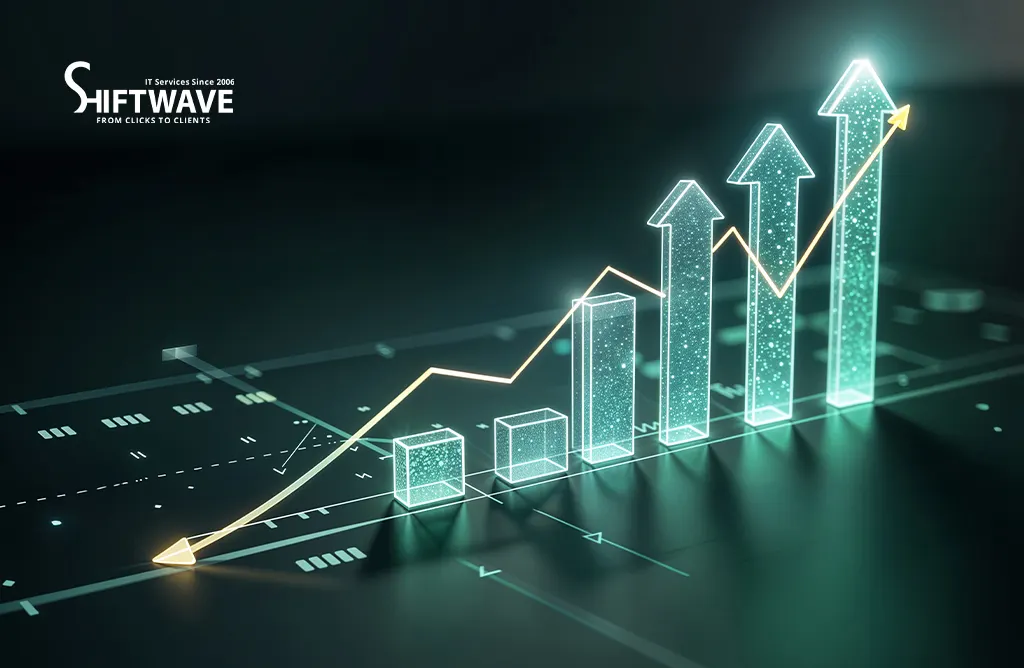 Rising Business Growth Showing Increasing Performance and ROI