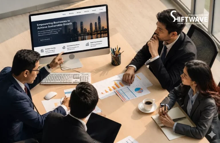 Business Team Discussing Website Strategy and Digital Marketing Solutions