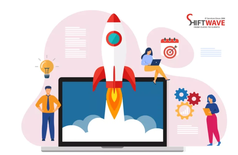 Creative Illustration of Website, Digital Transformation and Business Growth Success