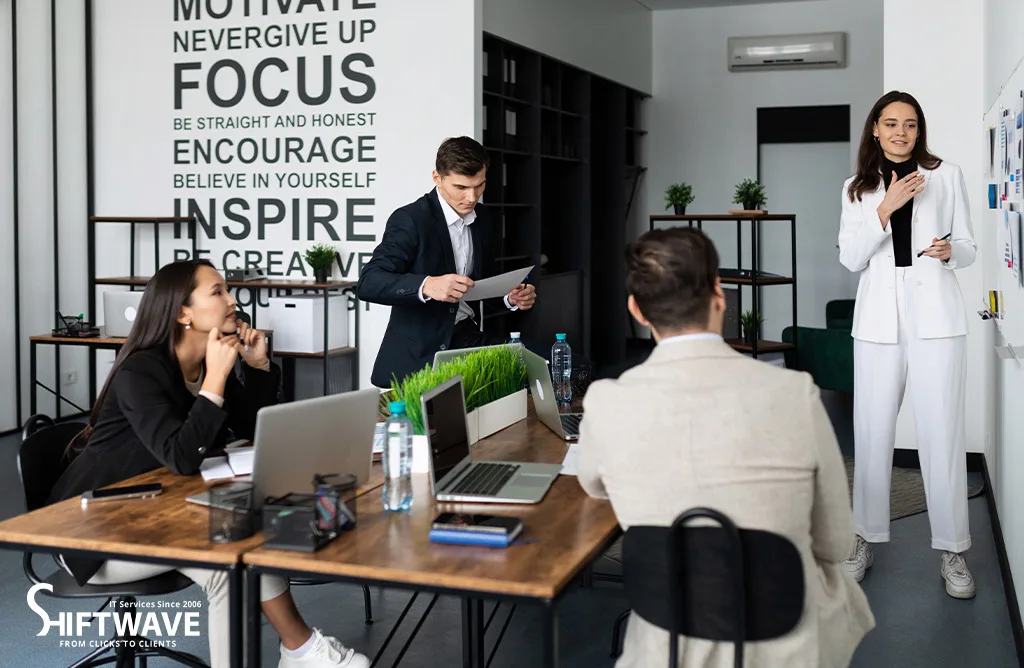 Digital Marketing Team Discussing SEO, PPC, And Online Marketing