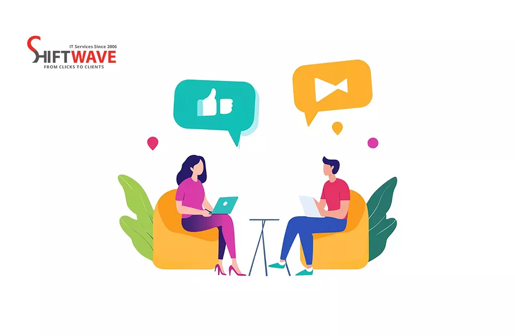 Digital Marketing Team Illustration Showing Social Media Engagement And Online Communication.